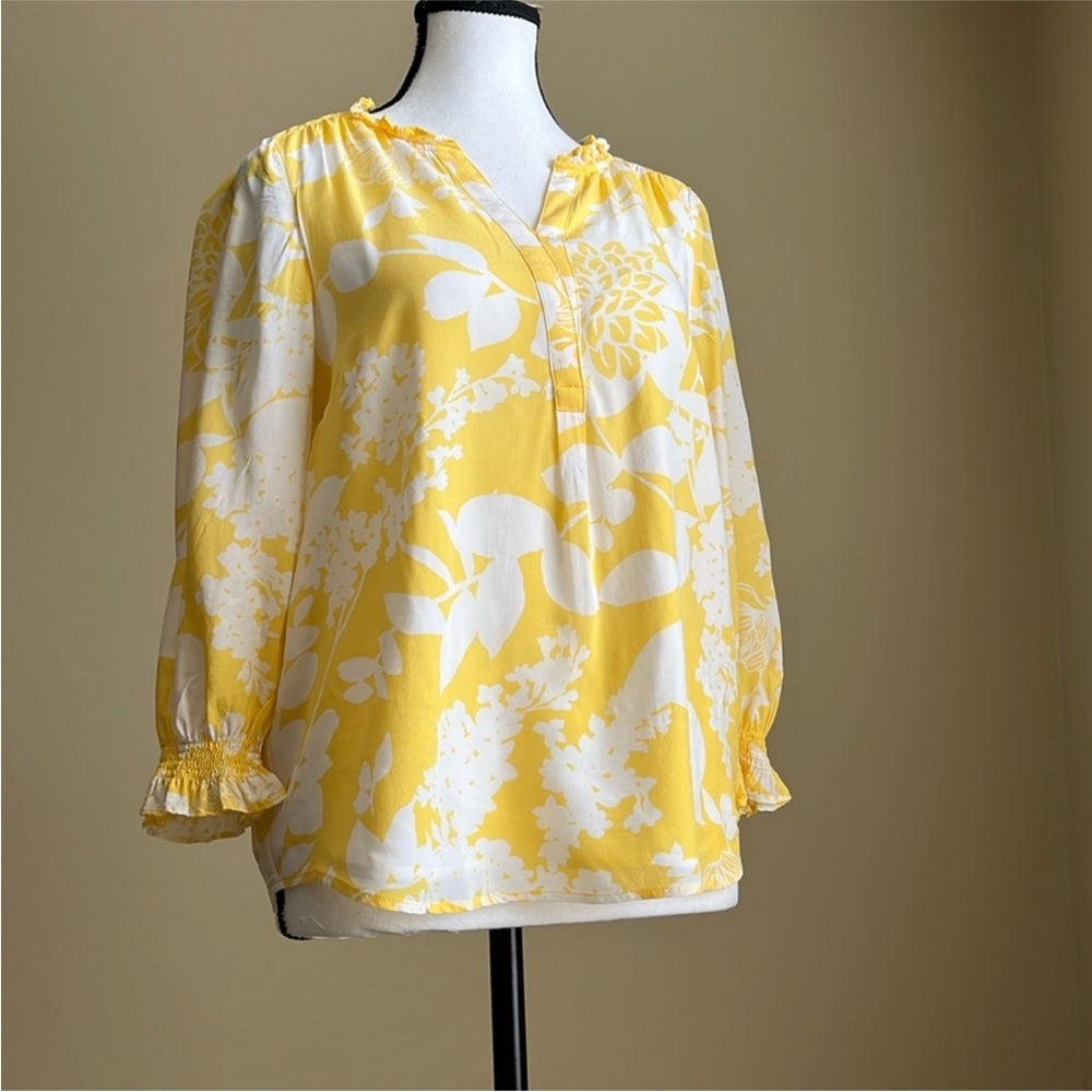 Talbots - Ruffled 3/4 Sleeve Blouse - Petite Medium
